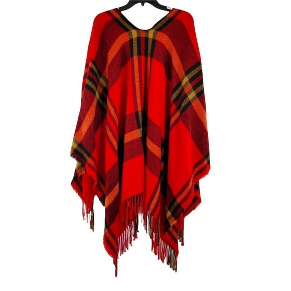 Mudpie plaid wrap open front shawl red size ONE SIZE - Picture 6 of 11
